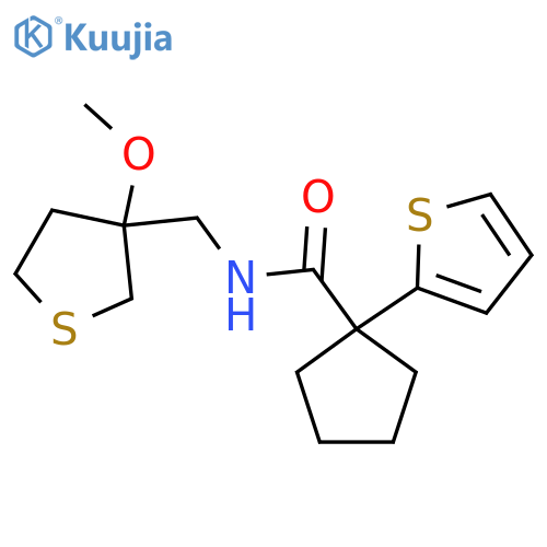 N-(3-methoxythiolan-3-yl)methyl-1-(thiophen-2-yl)cyclopentane-1-carboxamide structure