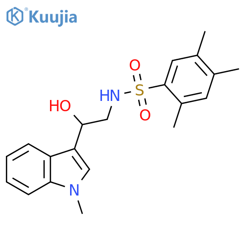 N-2-hydroxy-2-(1-methyl-1H-indol-3-yl)ethyl-2,4,5-trimethylbenzene-1-sulfonamide structure