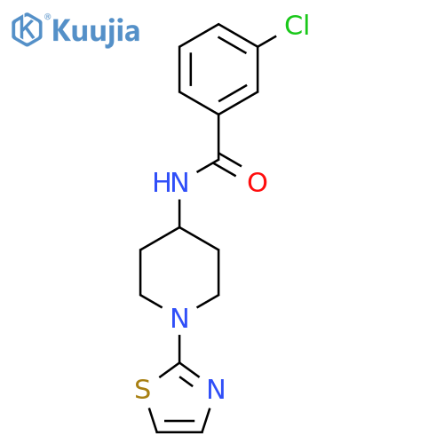 3-chloro-N-(1-(thiazol-2-yl)piperidin-4-yl)benzamide structure