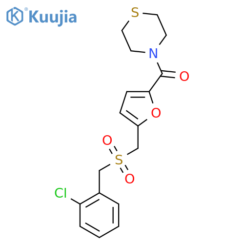 4-(5-{(2-chlorophenyl)methanesulfonylmethyl}furan-2-carbonyl)thiomorpholine structure