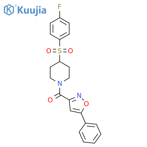 4-(4-fluorobenzenesulfonyl)-1-(5-phenyl-1,2-oxazole-3-carbonyl)piperidine structure