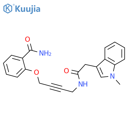 2-({4-2-(1-methyl-1H-indol-3-yl)acetamidobut-2-yn-1-yl}oxy)benzamide structure