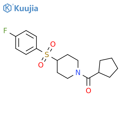 1-cyclopentanecarbonyl-4-(4-fluorobenzenesulfonyl)piperidine structure