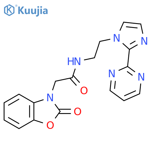 2-(2-oxo-2,3-dihydro-1,3-benzoxazol-3-yl)-N-{2-2-(pyrimidin-2-yl)-1H-imidazol-1-ylethyl}acetamide structure