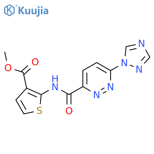 methyl 2-6-(1H-1,2,4-triazol-1-yl)pyridazine-3-amidothiophene-3-carboxylate structure