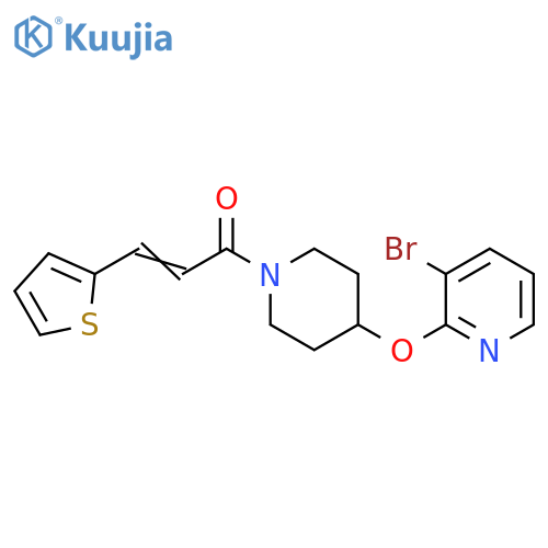 (2E)-1-{4-[(3-bromopyridin-2-yl)oxy]piperidin-1-yl}-3-(thiophen-2-yl)prop-2-en-1-one structure