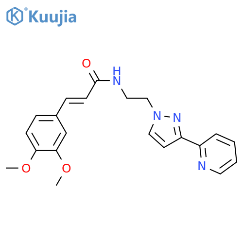 (2E)-3-(3,4-dimethoxyphenyl)-N-{2-[3-(pyridin-2-yl)-1H-pyrazol-1-yl]ethyl}prop-2-enamide structure