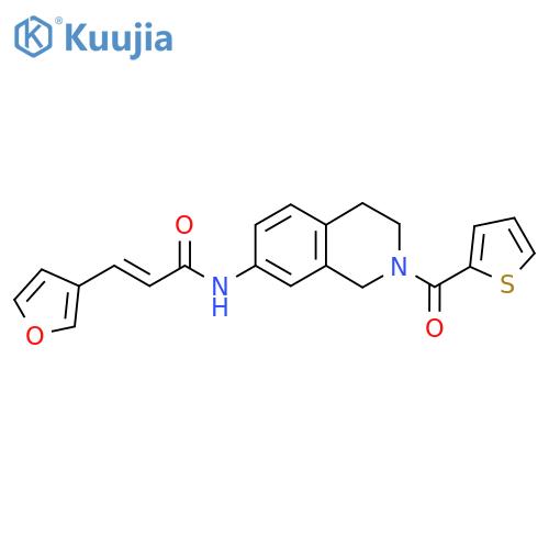 (2E)-3-(furan-3-yl)-N-2-(thiophene-2-carbonyl)-1,2,3,4-tetrahydroisoquinolin-7-ylprop-2-enamide structure
