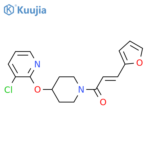(2E)-1-{4-[(3-chloropyridin-2-yl)oxy]piperidin-1-yl}-3-(furan-2-yl)prop-2-en-1-one structure