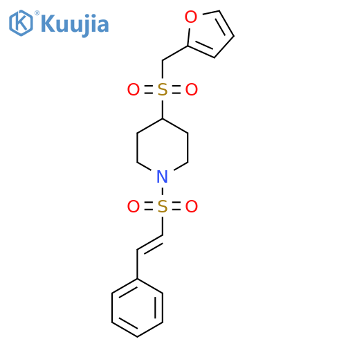 4-(furan-2-yl)methanesulfonyl-1-(E)-2-phenylethenesulfonylpiperidine structure