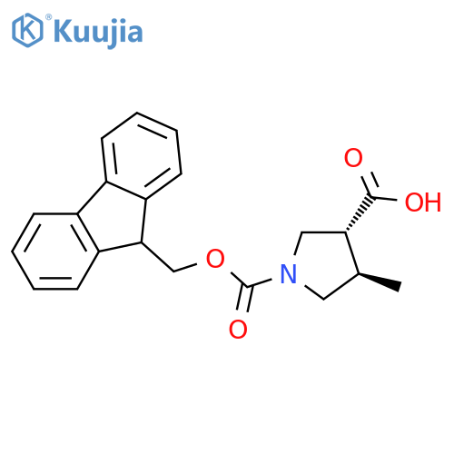 (3R,4R)-1-{(9H-fluoren-9-yl)methoxycarbonyl}-4-methylpyrrolidine-3-carboxylic acid structure