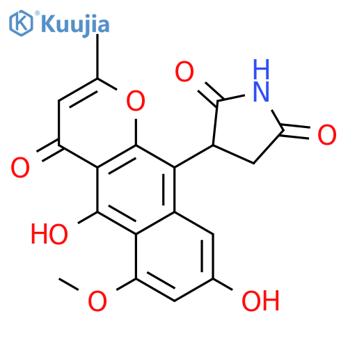 (3R)-3-(5,8-dihydroxy-6-methoxy-2-methyl-4-oxo-4H-naphtho[2,3-b]pyran-10-yl)pyrrolidine-2,5-dione structure