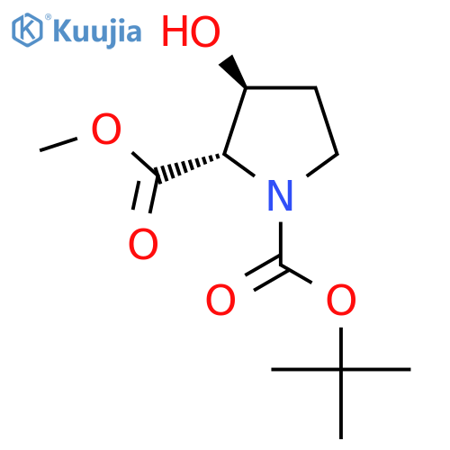 O1-tert-butyl O2-methyl trans-3-hydroxypyrrolidine-1,2-dicarboxylate structure