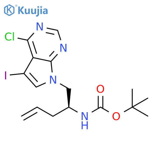 tert-butyl (S)-(1-(4-chloro-5-iodo-7H-pyrrolo[2,3-d]pyrimidin-7-yl)pent-4-en-2-yl)carbamate structure