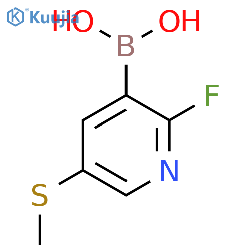 [2-Fluoro-5-(methylsulfanyl)pyridin-3-yl]boronic acid structure