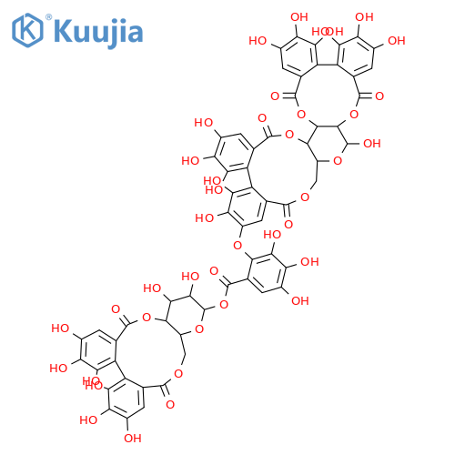 D-Glucose, cyclic 2,3-[(1S)-4,4',5,5',6,6'-hexahydroxy[1,1'-biphenyl]-2,2'-dicarboxylate] cyclic 4→2':6→2-[(1S)-4-[6-[[[4,6-O-[[(1S)-4,4',5,5',6,6'-hexahydroxy[1,1'-biphenyl]-2,2'-diyl]dicarbonyl]-β-D-glucopyranosyl]oxy]carbonyl]-2,3,4-trihydroxyphenoxy]-4',5,5',6,6'-pentahydroxy[1,1'-biphenyl]-2,2'... structure