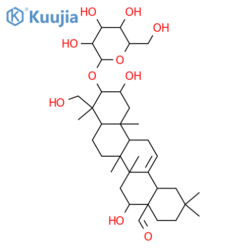 Olean-12-en-28-al, 3-(β-D-glucopyranosyloxy)-2,16,23-trihydroxy-, (2β,3β,4α,16β)- (9CI) structure