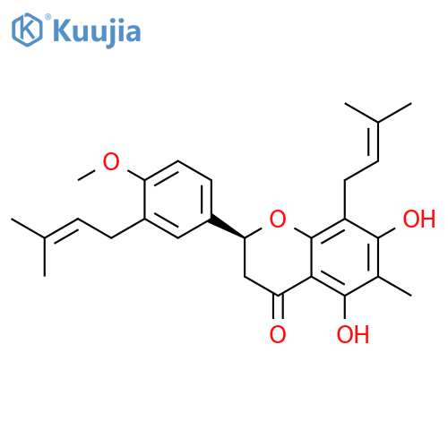 4H-1-Benzopyran-4-one,2,3-dihydro-5,7-dihydroxy-2-[4-methoxy-3-(3-methyl-2-buten-1-yl)phenyl]-6-methyl-8-(3-methyl-2-buten-1-yl)-,(2S)- structure