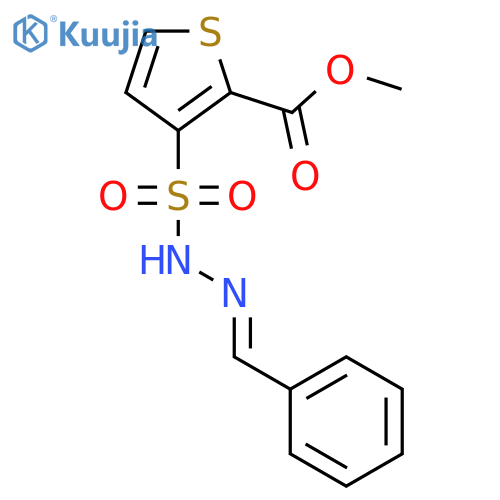 2-Thiophenecarboxylicacid, 3-[[2-(phenylmethylene)hydrazinyl]sulfonyl]-, methyl ester structure