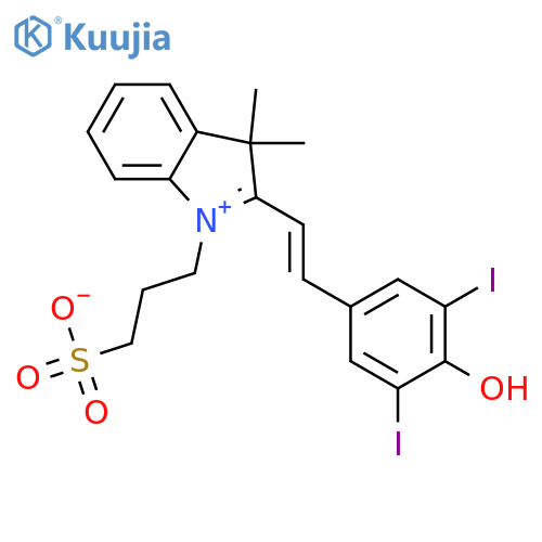 3-(2-(4-Hydroxy-3,5-diiodostyryl)-3,3-dimethyl-3H-indol-1-ium-1-yl)propane-1-sulfonate structure