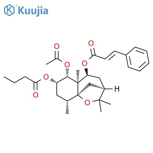 Butanoic acid, (3R,5S,5aR,6R,7S,9R,9aS)-6-(acetyloxy)octahydro-2,2,5a,9-tetramethyl-5-[[(2E)-1-oxo-3-phenyl-2-propenyl]oxy]-2H-3,9a-methano-1-benzoxepin-7-yl ester (9CI) structure