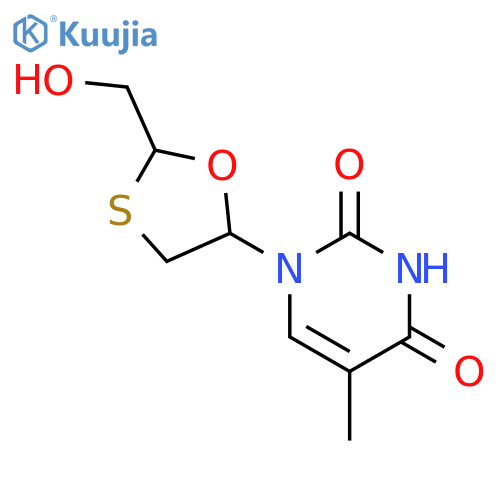 2,4(1H,3H)-Pyrimidinedione,1-[2-(hydroxymethyl)-1,3-oxathiolan-5-yl]-5-methyl-, (2R-trans)- (9CI) structure