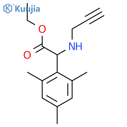 ethyl 2-(prop-2-yn-1-yl)amino-2-(2,4,6-trimethylphenyl)acetate structure