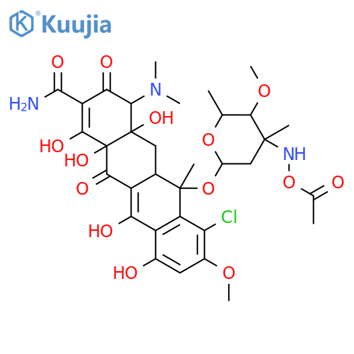 2-Naphthacenecarboxamide,6-[[3-[(acetyloxy)amino]-2,3,6-trideoxy-3-C-methyl-4-O-methyl-a-L-arabino-hexopyranosyl]oxy]-7-chloro-4-(dimethylamino)-1,4,4a,5,5a,6,11,12a-octahydro-3,4a,10,12,12a-pentahydroxy-8-methoxy-6-methyl-1,11-dioxo-,[4R-(4a,4aa,5aa,6a,12aa)]- (9CI) structure