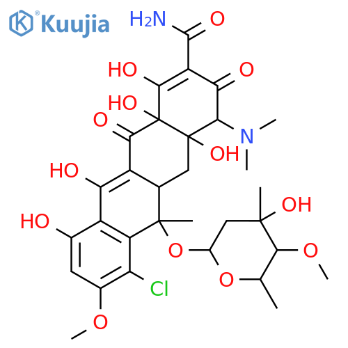 2-Naphthacenecarboxamide,7-chloro-6-[(2,6-dideoxy-3-C-methyl-4-O-methyl-a-L-arabino-hexopyranosyl)oxy]-4-(dimethylamino)-1,4,4a,5,5a,6,11,12a-octahydro-3,4a,10,12,12a-pentahydroxy-8-methoxy-6-methyl-1,11-dioxo-,[4R-(4a,4aa,5aa,6a,12aa)]- (9CI) structure