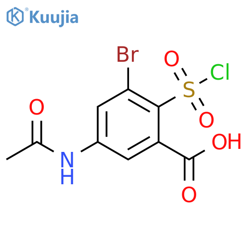 3-bromo-2-(chlorosulfonyl)-5-acetamidobenzoic acid structure