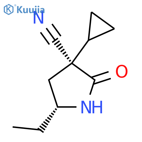 (3S,5R)-3-cyclopropyl-5-ethyl-2-oxo-pyrrolidine-3-carbonitrile structure