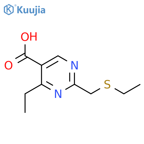 4-Ethyl-2-(ethylsulfanylmethyl)pyrimidine-5-carboxylic acid structure