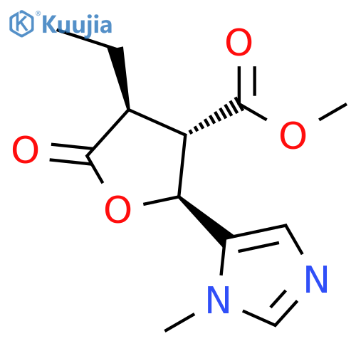 3-Furancarboxylic acid, 4-ethyltetrahydro-2-(1-methyl-1H-imidazol-5-yl)-5-oxo-, methyl ester, [2S-(2α,3β,4α)]- (9CI) structure