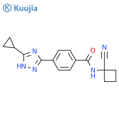 N-(1-cyanocyclobutyl)-4-(5-cyclopropyl-1H-1,2,4-triazol-3-yl)benzamide structure