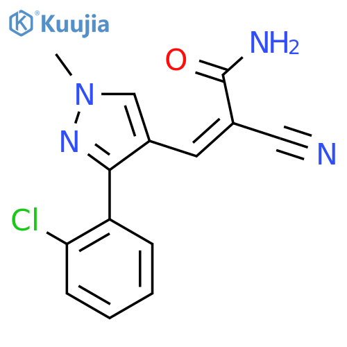 3-3-(2-chlorophenyl)-1-methyl-1H-pyrazol-4-yl-2-cyanoprop-2-enamide structure