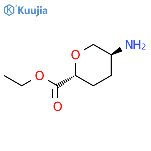 2H-Pyran-2-carboxylic acid, 5-aminotetrahydro-, ethyl ester, trans- structure
