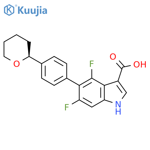 (S)-4,6-Difluoro-5-(4-(tetrahydro-2H-pyran-2-yl)phenyl)-1H-indole-3-carboxylic Acid structure
