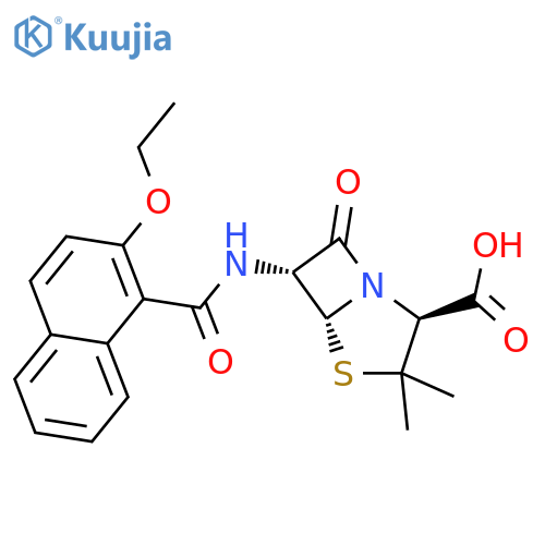 (2S,5R,6R)-6-(2-ethoxynaphthalene-1-amido)-3,3-dimethyl-7-oxo-4-thia-1-azabicyclo3.2.0heptane-2-carboxylic acid structure