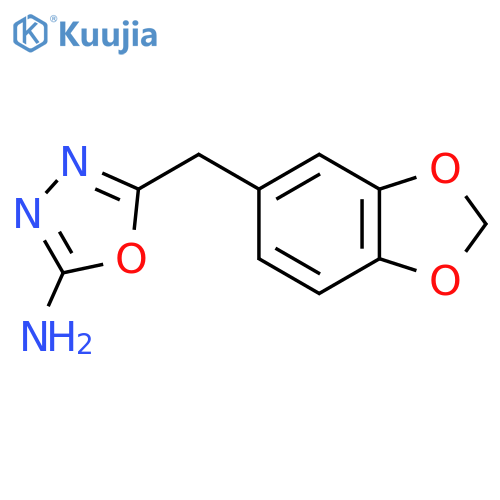 5-[(2H-1,3-benzodioxol-5-yl)methyl]-1,3,4-oxadiazol-2-amine structure