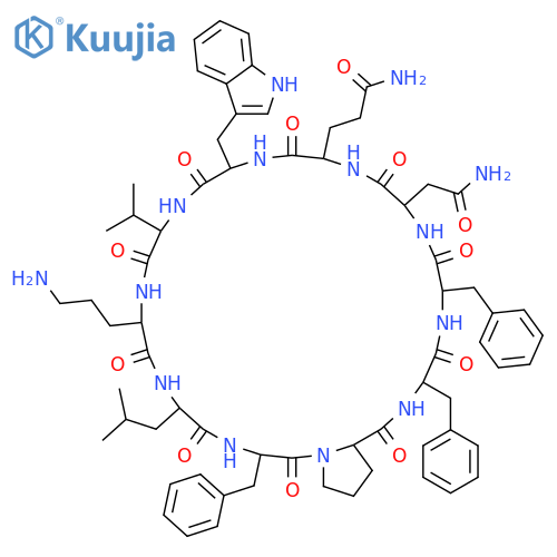 Cyclo(L-asparaginyl-L-glutaminyl-L-tryptophyl-L-valyl-L-ornithyl-L-leucyl-D-phenylalanyl-L-prolyl-L-phenylalanyl-D-phenylalanyl)(9CI) structure