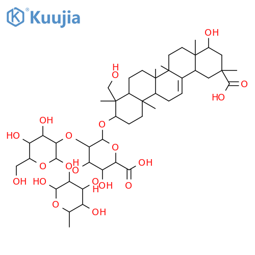 b-D-Glucopyranosiduronic acid, (3b,4b,20a,22b)-20-carboxy-22,23-dihydroxy-30-norolean-12-en-3-ylO-6-deoxy-a-L-mannopyranosyl-(1®2)-O-b-D-galactopyranosyl-(1®2)- (9CI) structure