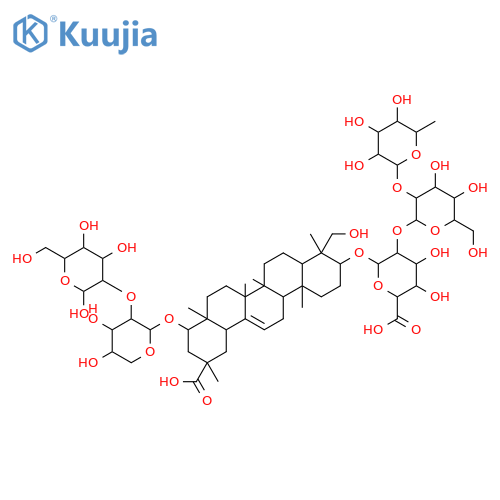 b-D-Glucopyranosiduronic acid, (3b,4b,20a,22b)-20-carboxy-22-[(2-O-b-D-glucopyranosyl-a-L-arabinopyranosyl)oxy]-23-hydroxy-30-norolean-12-en-3-ylO-6-deoxy-a-L-mannopyranosyl-(1&reg;2)-O-b-D-galactopyranosyl-(1&reg;2)- (9CI) structure