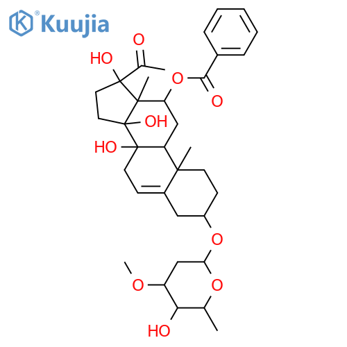 Pregn-5-en-20-one,12-(benzoyloxy)-3-[(2,6-dideoxy-3-O-methyl-b-D-ribo-hexopyranosyl)oxy]-8,14,17-trihydroxy-, (3a,12a,14b,17a)- (9CI) structure