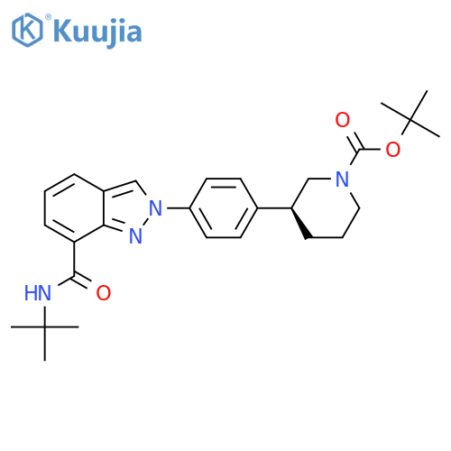 (S)-tert-Butyl 3-(4-(7-(tert-Butylcarbamoyl)-2H-indazol-2-yl)phenyl)piperidine-1-carboxylate structure