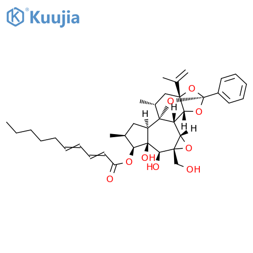 2,4-Decadienoic acid, (2S,3aR,3bS,3cS,4aR,5S,5aS,6S,7S,8aR,8bR,9R,10aR)-dodecahydro-5,5a-dihydroxy-4a-(hydroxymethyl)-7,9-dimethyl-10a-(1-methylethenyl)-2-phenyl-6H-2,8b-epoxyoxireno[6,7]azuleno[5,4-e]-1,3-benzodioxol-6-yl ester structure