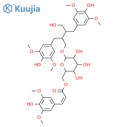 β-D-Glucopyranoside, (2S,3S)-4-hydroxy-2,3-bis[(4-hydroxy-3,5-dimethoxyphenyl)methyl]butyl, 6-[(2E)-3-(4-hydroxy-3,5-dimethoxyphenyl)-2-propenoate] (9CI) structure