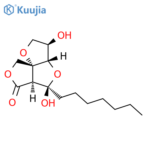 2H,6H,8H-Difuro[3,2-b:3',4'-c]furan-6-one,5-heptyltetrahydro-3,5-dihydroxy-, (3R,3aS,5R,5aS,8aR)- structure