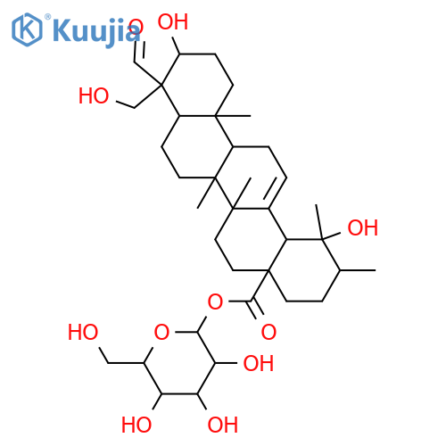 Urs-12-en-28-oic acid, 3,19,23-trihydroxy-24-oxo-, β-D-glucopyranosyl ester, (3β,4α)- structure