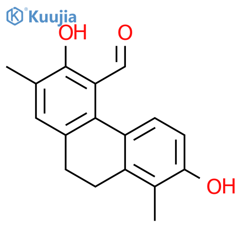 9,10-Dihydro-3,7-dihydroxy-2,8-dimethyl-4-phenanthrenecarboxaldehyde structure