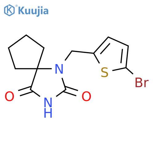 1-(5-bromothiophen-2-yl)methyl-1,3-diazaspiro4.4nonane-2,4-dione structure